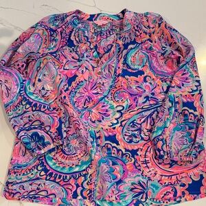 Lilly Pulitzer Colorful Elsa Paisley Silk Blouse - Size Small